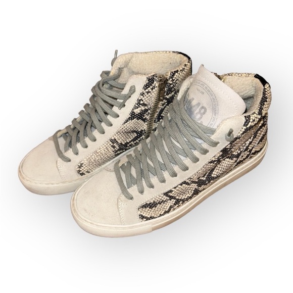 P448 High Top Skate Sneakers Grey Snake Print - Picture 1 of 3